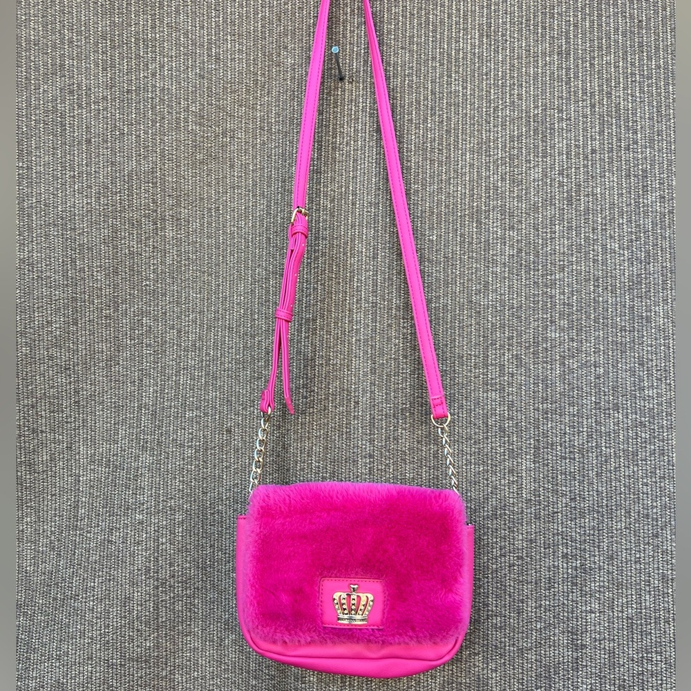 Juicy Couture Vibrant Pink Crossbody Bag Faux Fur Y2K Style
